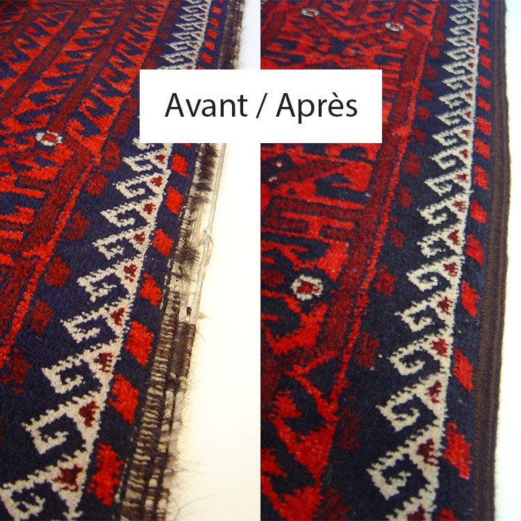 Restauration de tapis avec réparation des points d'arrêt