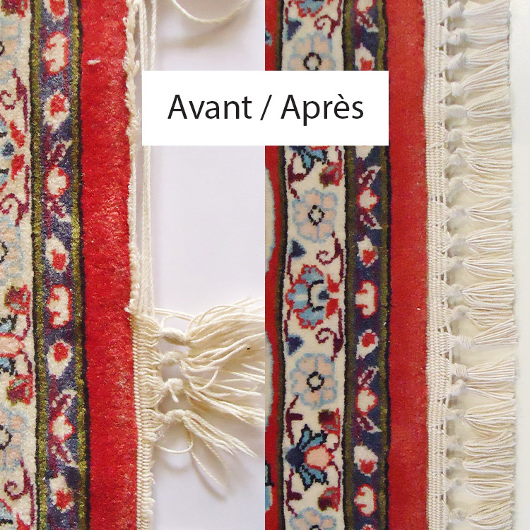 Restauration de tapis avec réparation des franges